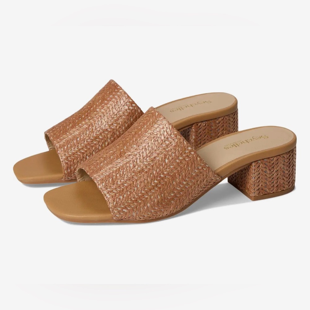 Seychelles Tan Raffia Pepper Block Heel Sandal 7